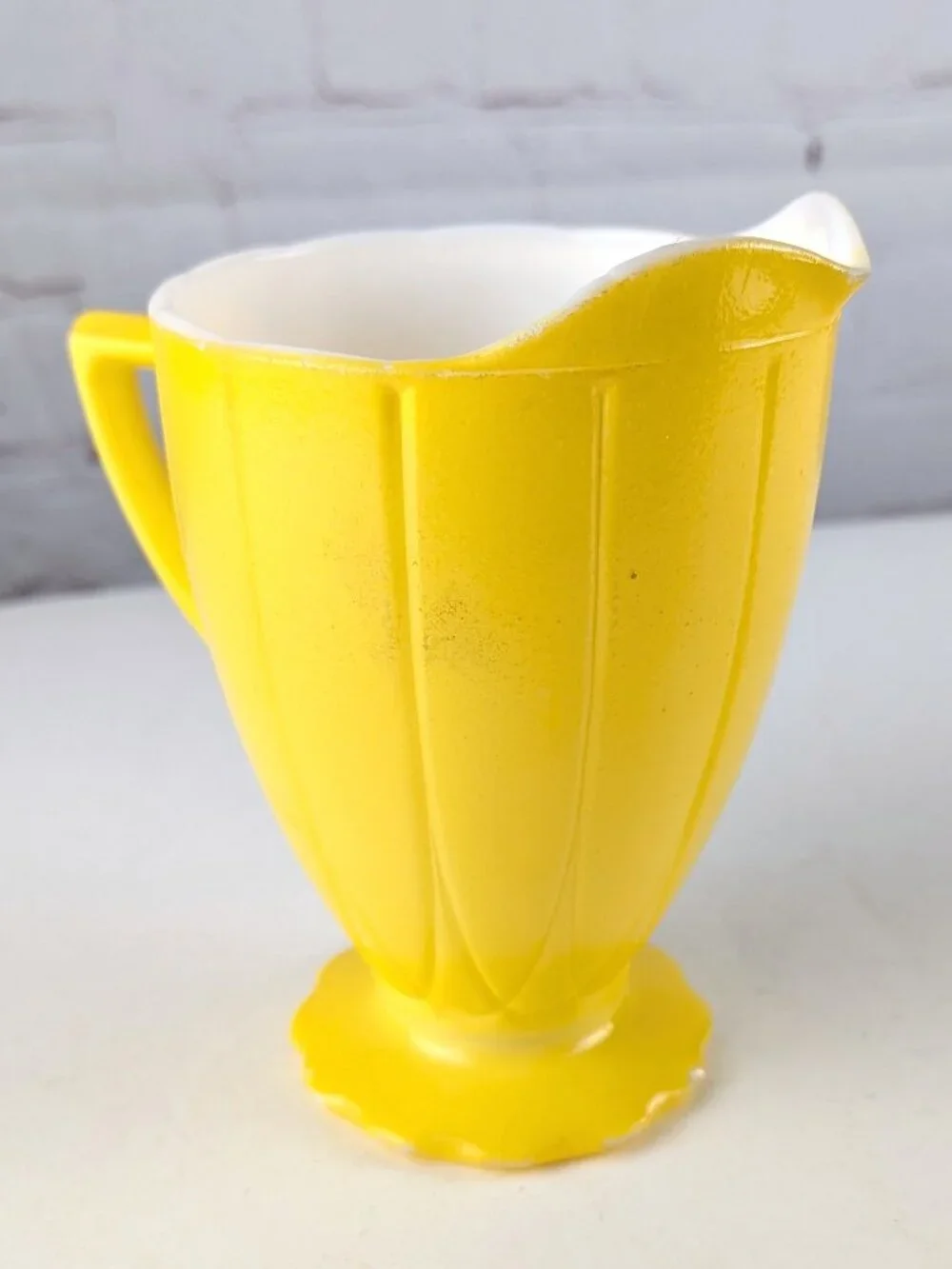 Vintage 40s/50s Hazel Atlas Creamer Yellow Milk Glass
